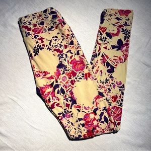 LuLaRoe Pink and Purple Floral Leggings